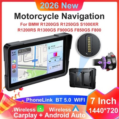 7'' for BMW Motorcycle GPS Navigation CarPlay Auto IP67 Waterproof Bluetooth