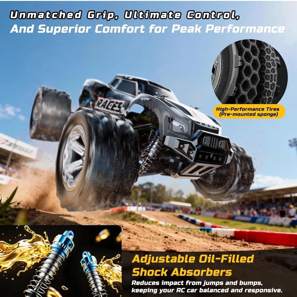 1/16 Fast Brushless RC Cars for 14+, Max 56mph, 2 3S Lipo Batterie Off-Road - Image 3 of 4