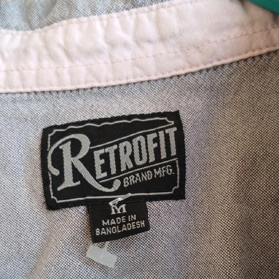 Faça uma oferta! Camisa retrô cinza casual com botões ajuste relaxado - Imagem 3 de 4