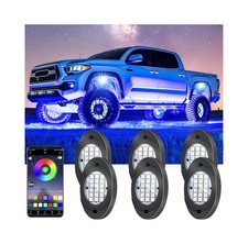 6 Pods RGB LED Rock Lights, Underglow Multicolor Neon Light Kit Wheel Well Li...