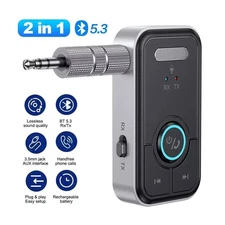2 in1 Bluetooth 5.3 Transmitter Receiver AUX Adapter Wireless for Car TV Speake