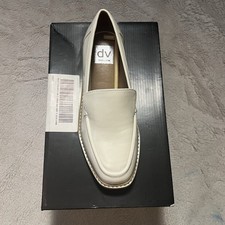 NIB DV Dolce Vita Women's Fran Loafer Flat, Size 7 Ivory Shiny Academia Preppy