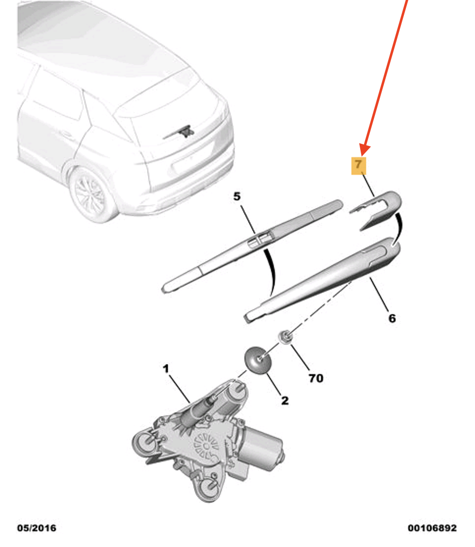 PEUGEOT 3008 Rear Wiper Blade Holder Cap 1619237380 Genuine OEM