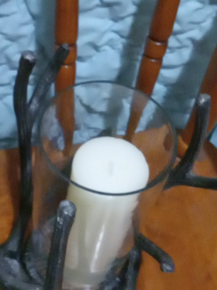 (092) Mainstays Decorative Metal Rustic Antler Hurricane Pillar Candleholder - Image 4 of 4