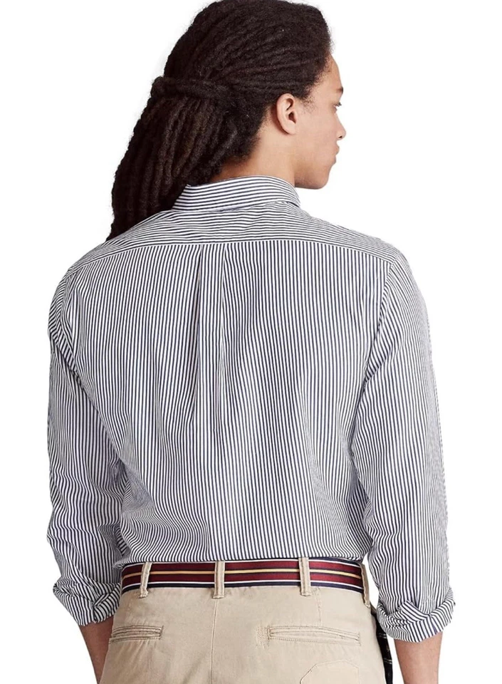 Ralph Lauren Niños XL 18-20 Camisa Abotonada Azul Blanco Manga Larga Polo Logo Foto 3 de 3