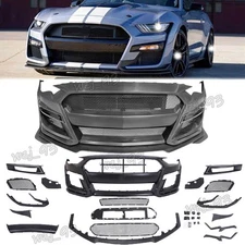 Front Bumper Cover Grille Lip Conversion GT500 Style Fit 2018-2023 Ford Mustang