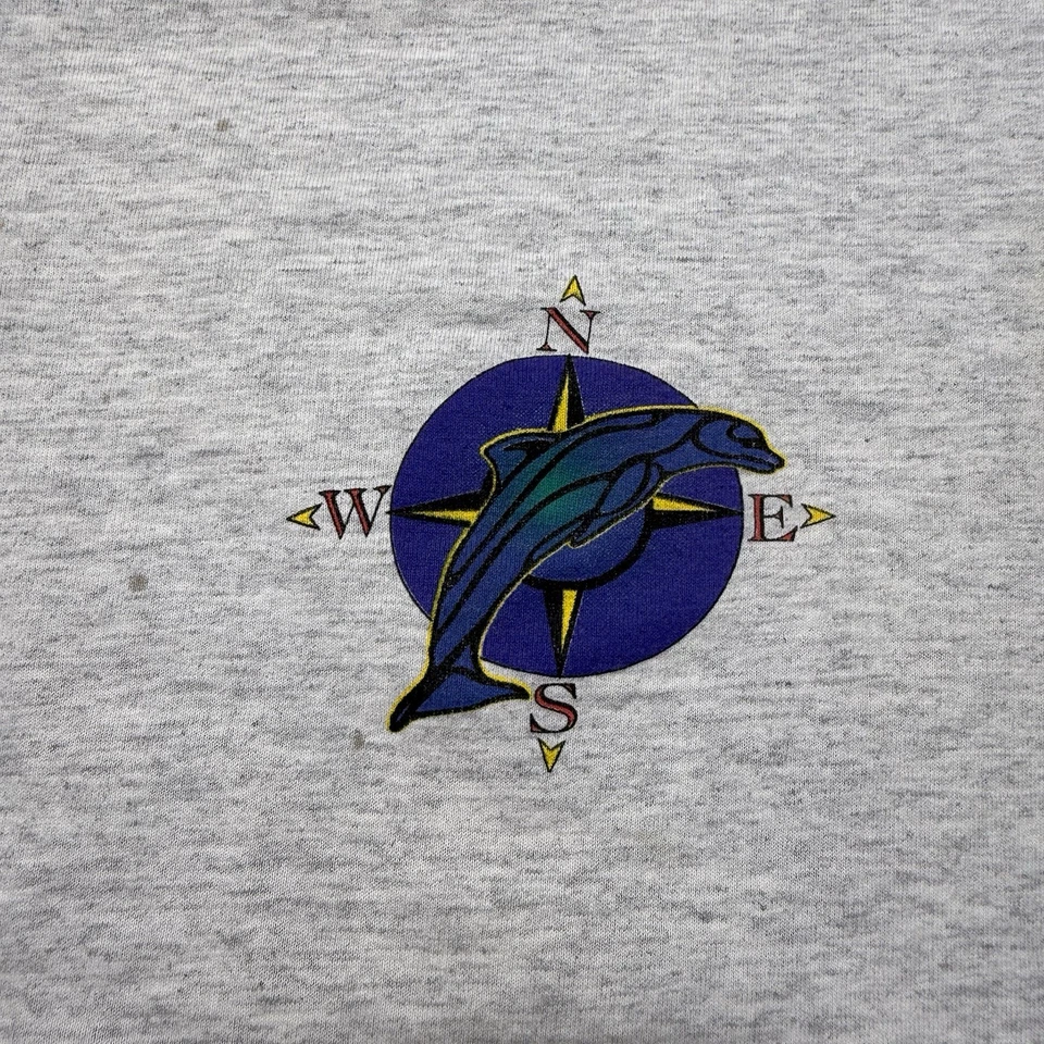 Vintage Y2K Dolphin Animal World Nautical Globe Compass Shirt Double Sided Large - Image 3 of 4