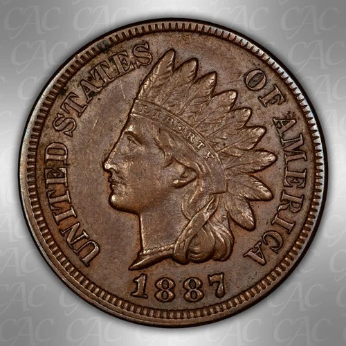 1887 Indian Cent CACG AU-55 CAC