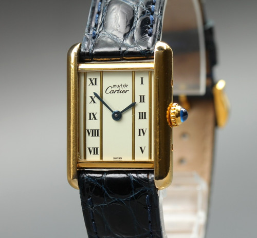 Vintage Must de Cartier Tank Vermeil 5057001 SM Women Quartz Watch From JAPAN