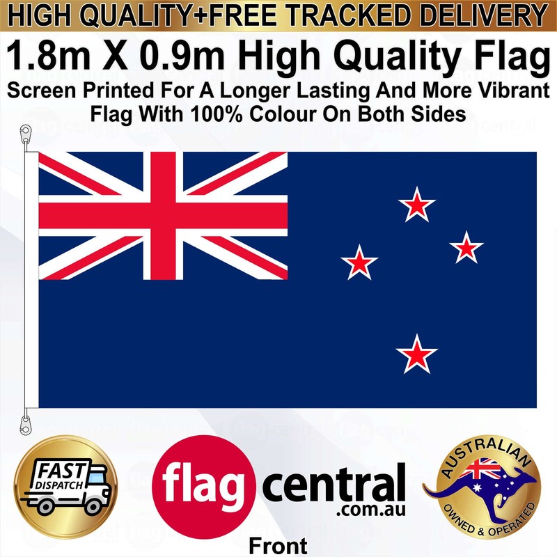 A - New Zealand National Flag - Red, White, and Blue 1.8m x 0.9m - 1