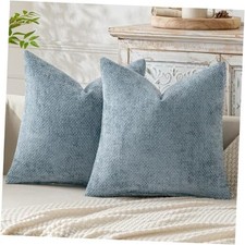 Pack of 2 Couch Throw Pillow Covers 18x18 18" x 18" Pack of 2 Smoke Blue