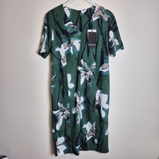 Marina Rinaldi UK 16/18 Green Floral Shift Dress Wedding Evening Occasion New