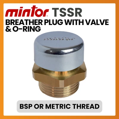 Mintor Hydraulic Brass Breather Plug With Valve, TSSR, BSP or Metric Threads