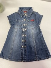Guess Baby Denim Dress & Bloomers Set 24M Blue Snap Front Short Sleeve Toddler
