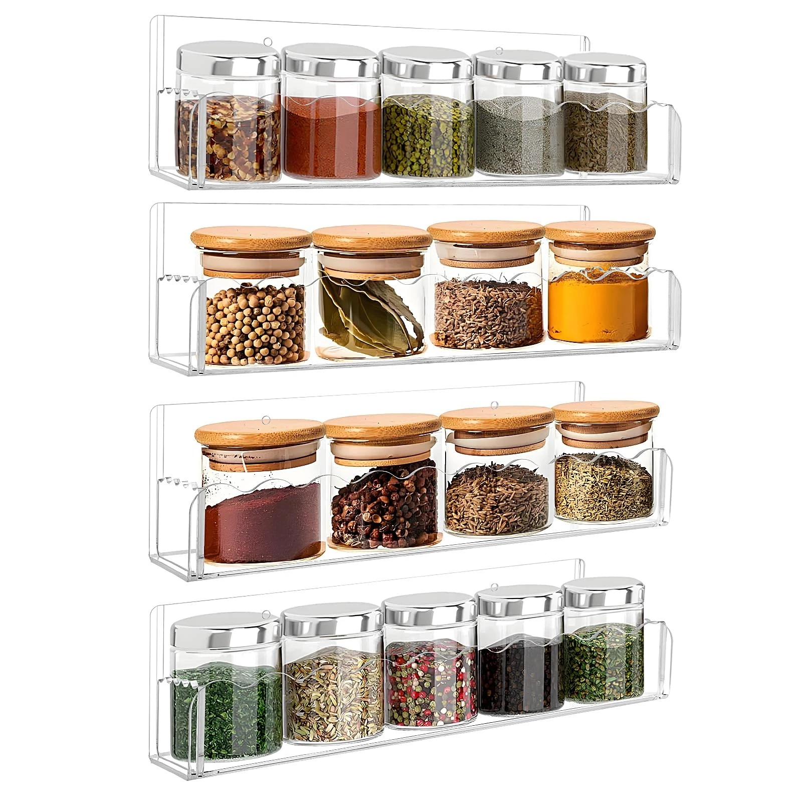 10 inch Spice Rack Wall Mounted,4 Pack Spice Organizer Shelf for Stove Cabine...