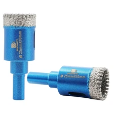 Dry Diamond Core Drill Bit Set, 2Pcs 1 Inch (25Mm) Diamond Hole Saw Core Drill B