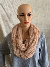 Tasha 100% Polyester Sheer Peach-Colored Infinity Scarf 