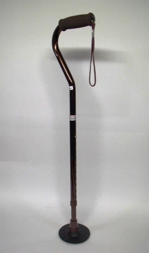 Lawn Bowls Walking Stick with 5" rubber base ferrule adjustable height swan neck