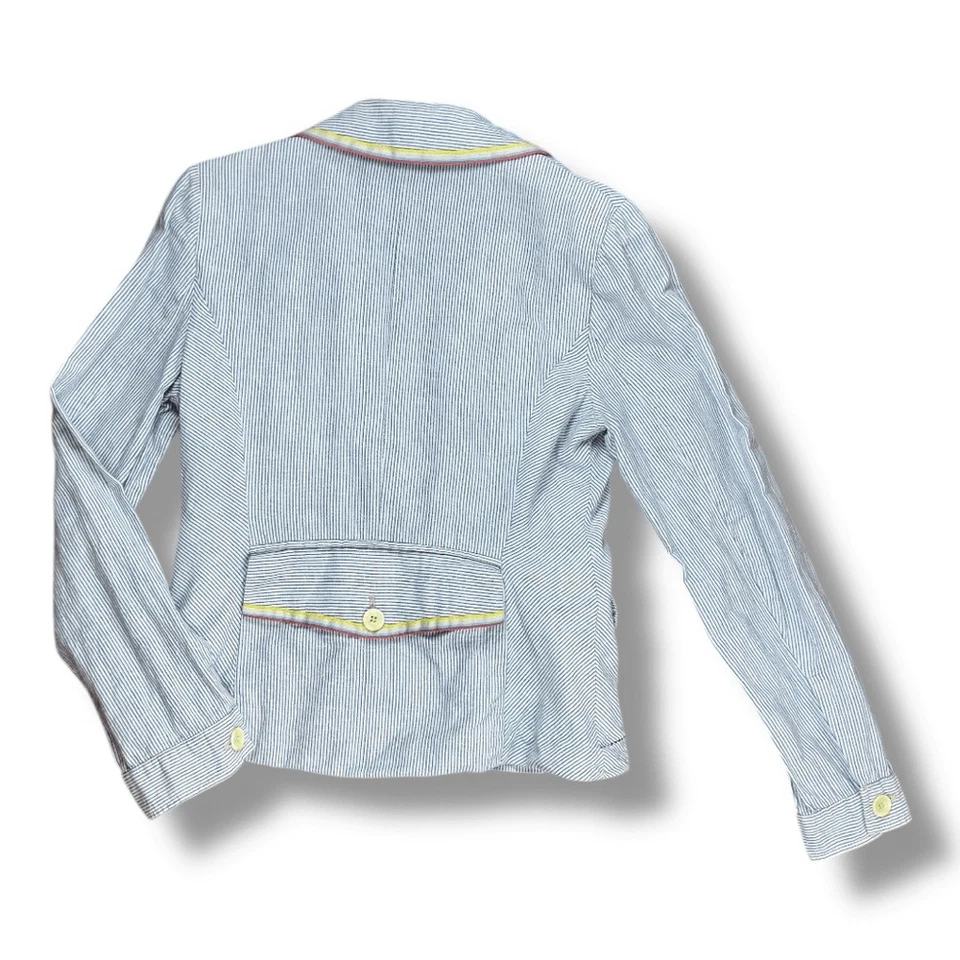 Anthropologie’s Cartionnier Pin Striped Yellow Button’ Summer Blazer Sz 10 - Изображение 4 из 4