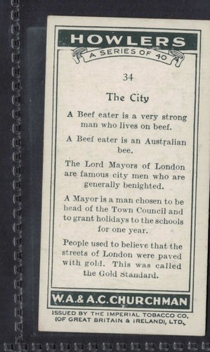 THE CITY - BEEFEATER @ TOWER of LONDON - 80 + year old English Tobacco Card # 34 - Picture 2 of 2