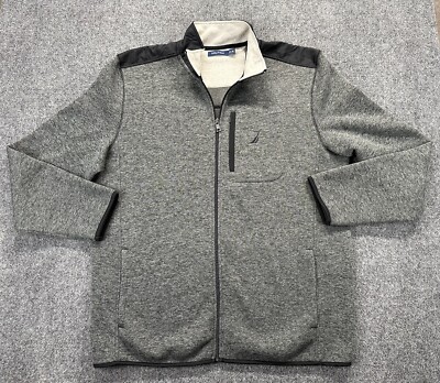 Nautica Fleece Jacket Men s XXL Grey Black Full Zip Pockets Lightweight Spring