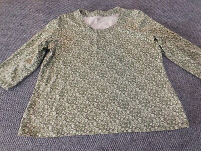 Croft & Barrow Womens Blouse Extra Large Green graphic pullover top stretch