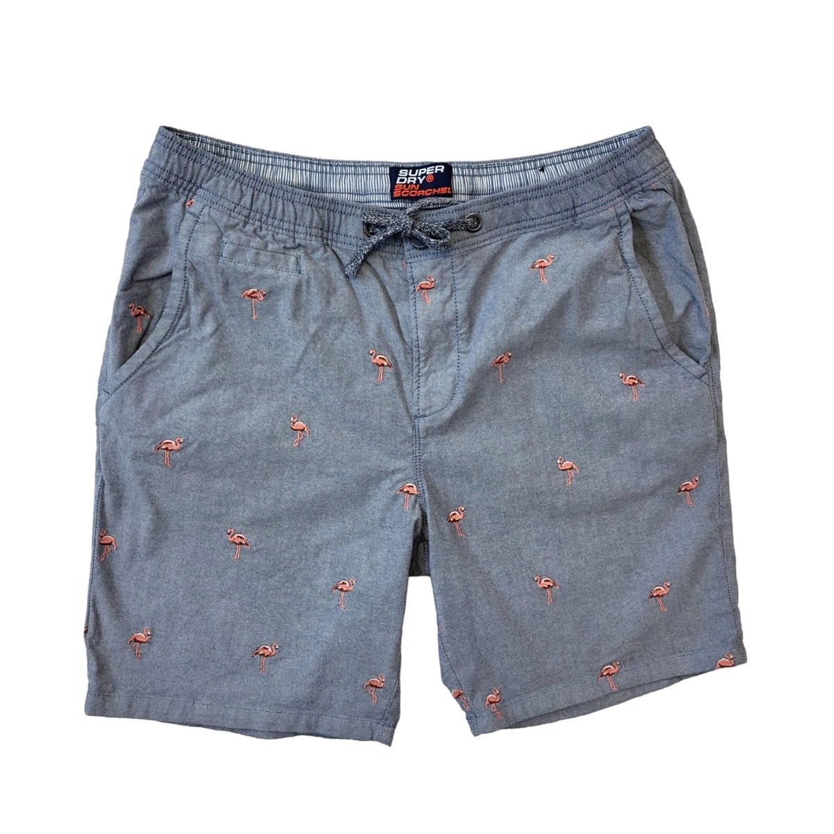 Superdry Sun Scorcher Blue Flamingo Print Shorts Uk Men s L W34