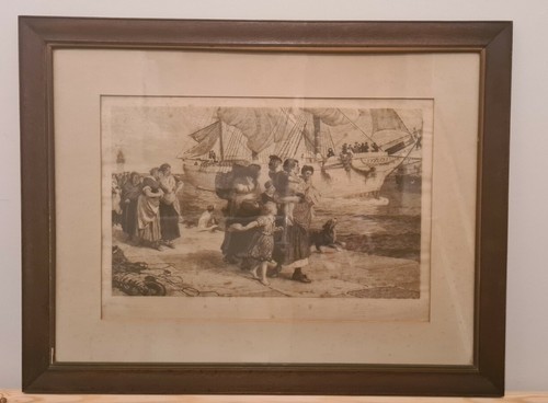 Framed Antique Print Phil R Morris - Signed - Engraving - Ships - 第 1/12 張圖片