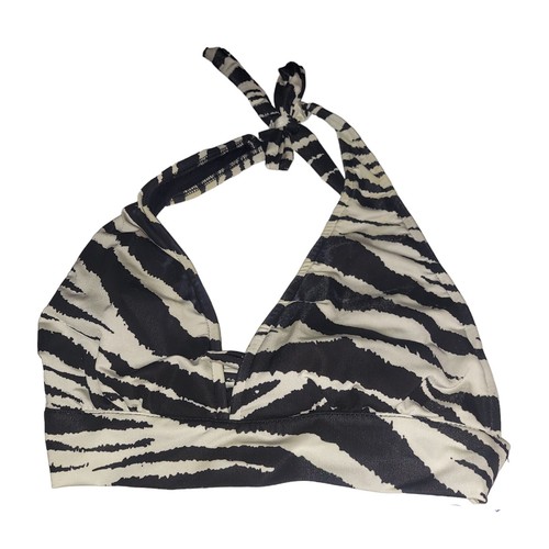 Ujena Black White Zebra Stripe Halter Bikini Sz Large - Picture 2 of 9