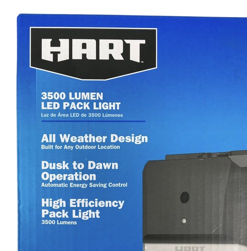 HART 3500 Lumens Hardwire Pack Light with Clear Lens Cover, Dusk to Dawn, Black - Picture 3 of 7