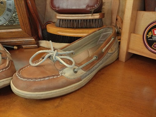 Sperry Women's Top Sider leather lace boat shoes LIGHT BROWN / Beige Size 10 - Picture 7 of 14