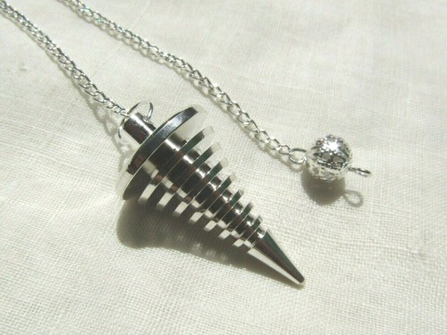 Solid Brass Silver Plated Spiral Metal Healing Pendulum Vortex Healing Dowsing. - Picture 2 of 4