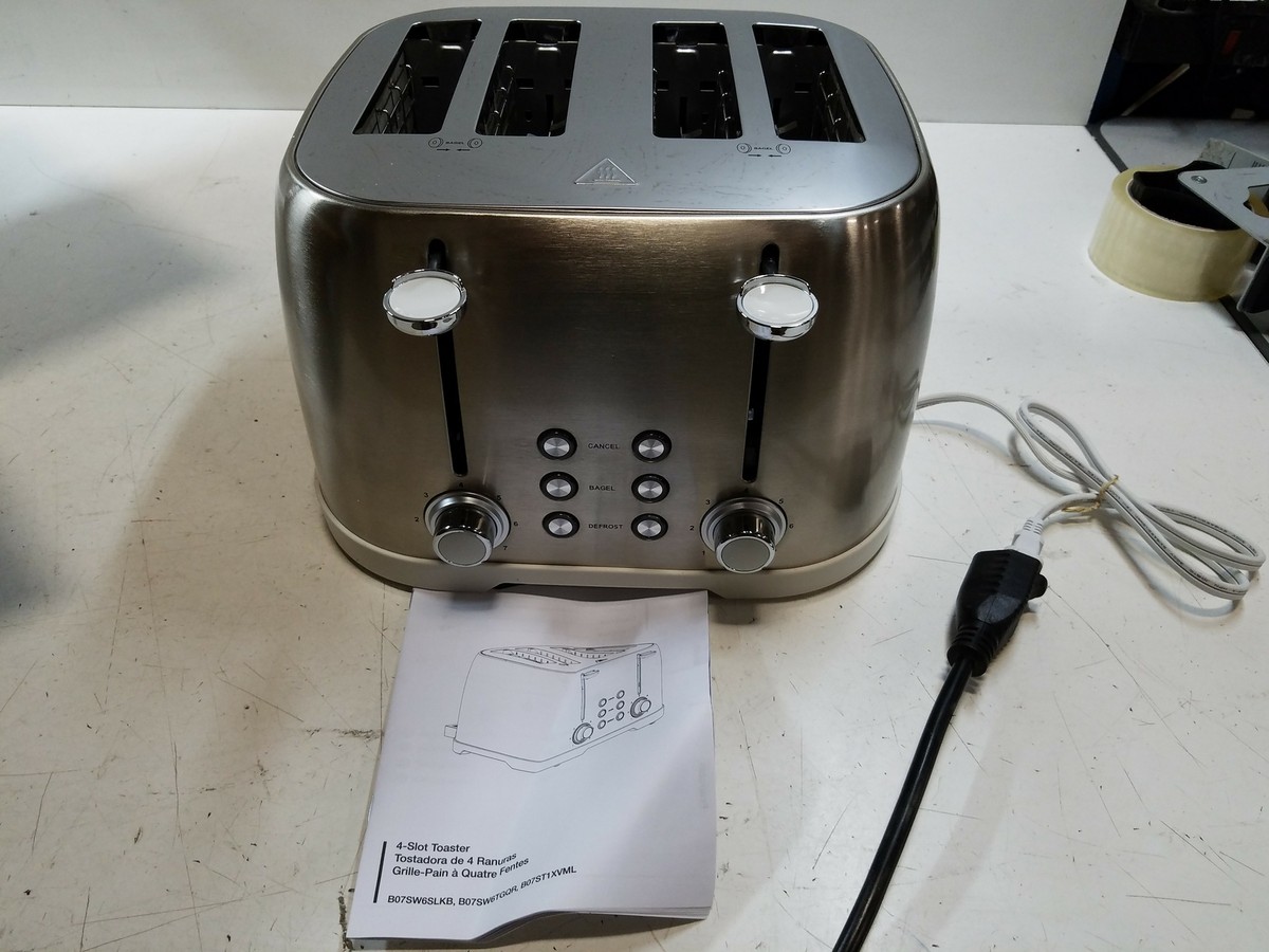 Amazon Basics 4-Slot Toaster, Brushed Silver