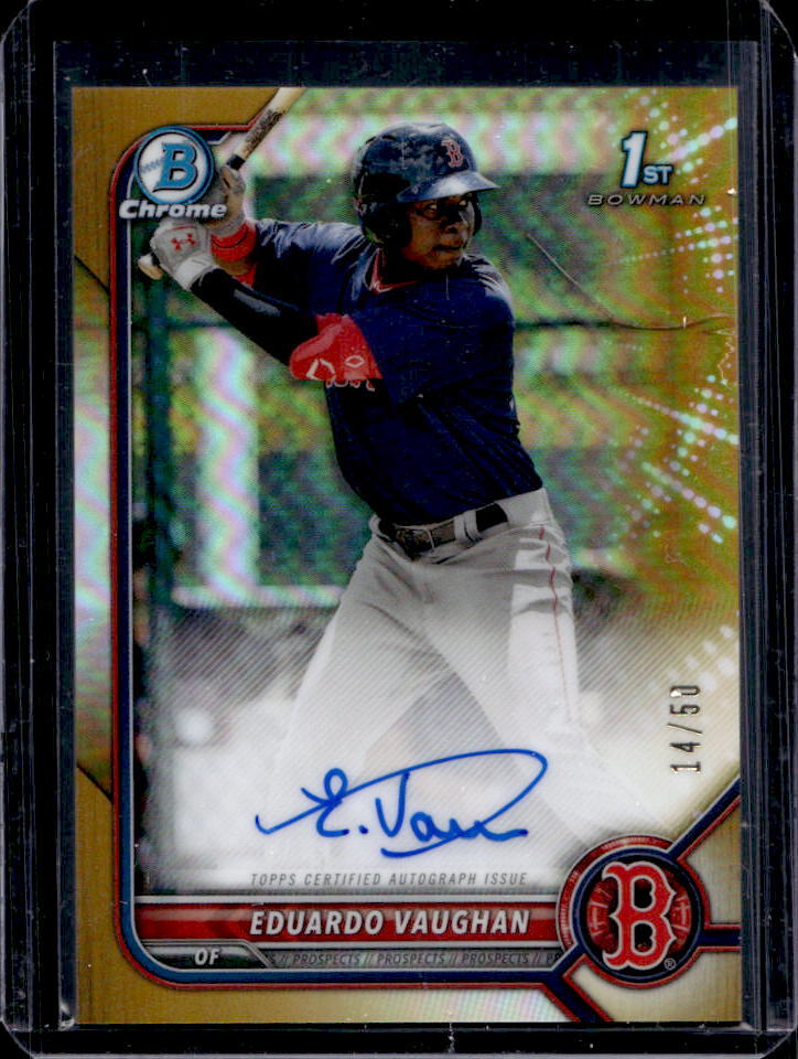 2022 Bowman Eduardo Vaughan Chrome Prospect Auto Gold Refractor #14/50 #CPA-EV