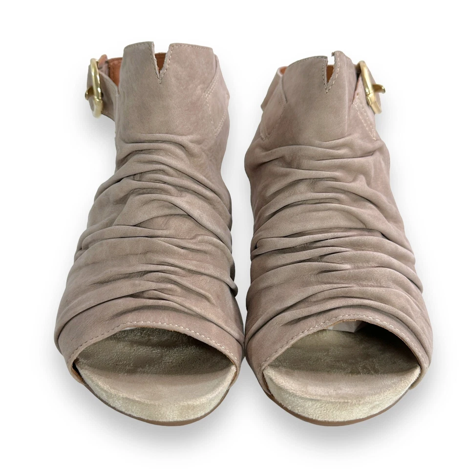 Sandalias de tacón de cuña Earthies talla 10 Bonaire Too de cuero holgadas punta abierta honda trasera Foto 3 de 4