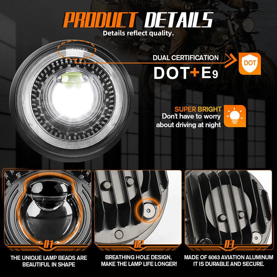 Светодиодные фары COLIGHT 4 шт 5,75 дюйма 5-3/4 дюйма пусковые гало дневные ходовые огни для 325i 528i E30 DOT - Изображение 3 из 4