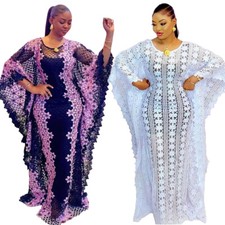 Lace Kaftan African Women Long Dress Dashiki Robe Evening Cocktail Gown Party