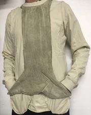 New  Slab By Rick Owens WJE1003 Bone Cream Leather Sweatshirt vintage pullover