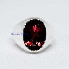 Natural Garnet Gemstone with 925 Sterling Silver Ring For Men's 3999