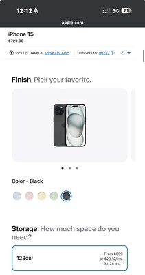 Apple iPhone 15 - 128 GB - Black (Unlocked) for sale online Apple iPhone 15 - 128 GB - Black (Unlocked) for sale online