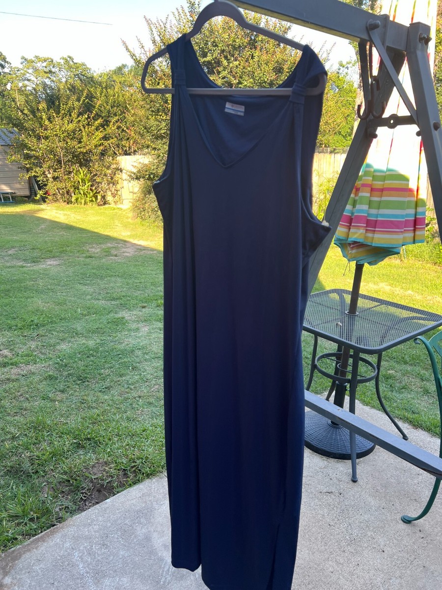 WOMENS COLUMBIA NAVY BLUE Chill River Midi MAXI Dress SUN DRESS SIZE 1X NEW