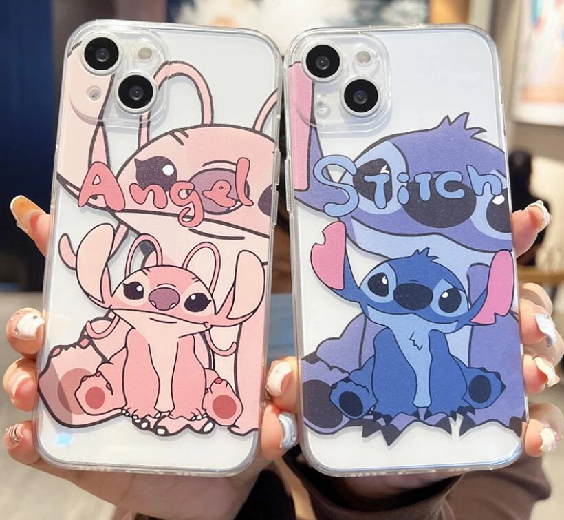 Stitch Angel Carton Phone Case For iPhone 11 12 13 14 Pro Max Plus 7 8 X Cover