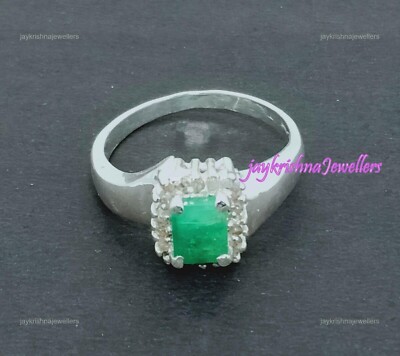 Smaragd Edelstein Cocktail Ring, 925 Silber Minimalist Scheiben Diamant Zweck