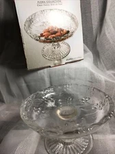 Studio Everyday FLORA COLLECTION Clear Glass Candy Dish Pedestal Orig Box