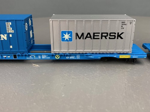 HO BRAWA 2302 Low Container Car "Megafret" #490 9 514-4 P w/4 Containers HO1274 - Picture 4 of 9