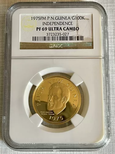 Papua New Guinea 1975 Independence 100 Kina Gold NGC PF69 Ultra Cameo SKU#7591