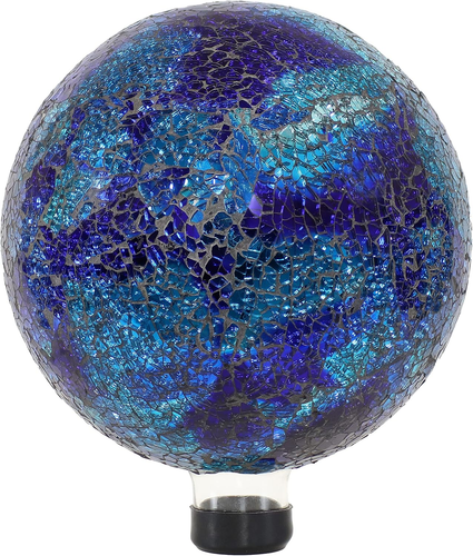 10-Inch Gazing Ball for Garden - Crackled Glass Mosaic Gazing Globe for outside - 第 12/12 張圖片
