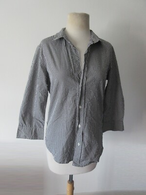 FRANK & EILEEN 100% cotton check plaid Audrey style top SM