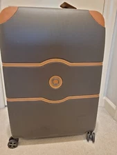 USED DELSEYChatelet Air 2.0 28" Check-In Spinner With Leather Trim Chocolate  