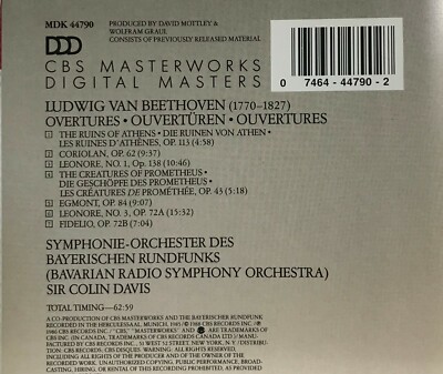 Beethoven: Overtures: Leonore Nos. 1 & 3: Sir Colin Davis (CD CBS